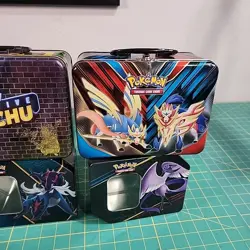 Pokemon Detective Pikachu *EMPTY* Lunch Box + Tins Lot of 6 Trading Card Game - Image 4