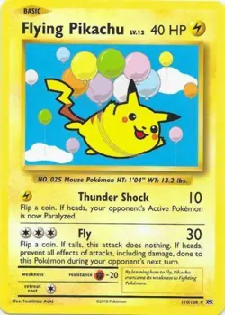 FLYING PIKACHU 110/108 Secret Rare Evolutions Pokemon Card Near Mint - Image 1