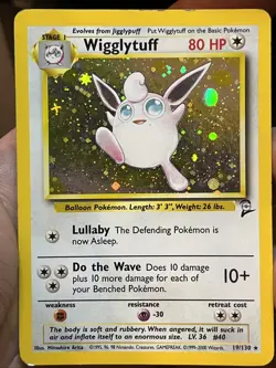 Pokemon Card Wigglytuff 19/130 Holo Rare Base Set 2 WOTC LP/MP - Image 3