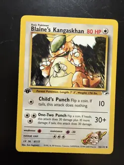 Blaine's Kangaskhan Gym Heroes 1st Edition Regular Card 036/132 - Image 1