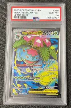 MEGA VENUSAUR EX Ultra Rare Holo 155 PSA 10 GEM MT 2025 Pokemon Mega Evolutions - Image 1