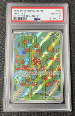 SHUCKLE Illustration Rare Holo 136 PSA 10 GEM MINT 2025 Pokemon Mega Evolutions - Image 1