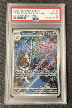TEAM ROCKET’S WEEZING Illustration Rare 199 PSA 10 2025 Pokemon Destined Rivals - Image 1