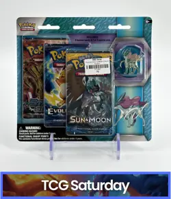 POKEMON SUN & MOON EVOLUTIONS STEAM SIEGE 3-PACK BLISTER SEALED SUICUNE PIN - Image 1