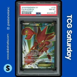 2016 POKEMON XY BREAKPOINT #119/122 SCIZOR EX FULL ART PSA 8 - Image 1