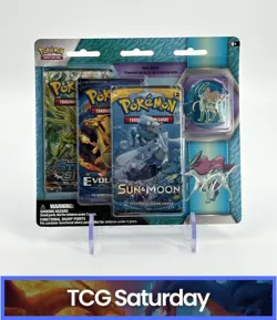 POKEMON SUN & MOON EVOLUTIONS STEAM SIEGE 3-PACK BLISTER SEALED SUICUNE PIN - Image 1