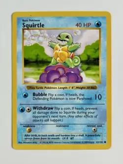 Squirtle 1999 Pokemon Game Shadowless Base Set #63/102 * Mod Play - Image 1