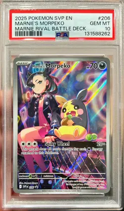2025 Pokemon SVP EN Marnie's Morpeko Marnie Rival Battle Deck Promo 206 PSA 10 - Image 1