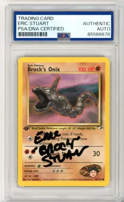 PSA Eric Stuart Signed Brock's Onix 069/132 Gym Heroes Regular Pokemon TCG 1995 - Image 1