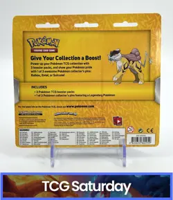 POKEMON SUN & MOON EVOLUTIONS STEAM SIEGE 3-PACK BLISTER SEALED RAIKOU PIN - Image 2