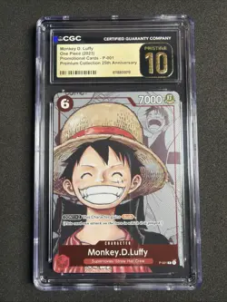 2023 ONE PIECE CCG MONKEY D. LUFFY PROMO 25TH P-001 CGC 10 PRISTINE - Image 1