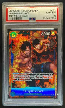 2025 One Piece Portgas.D.Ace Treasure Rare R #OP080-052 PSA 10 GEM MINT - Image 1