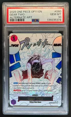 2025 One Piece A Fist of Divine Speed Gear Two Alternate Art #OP11-080 PSA 10 - Image 1