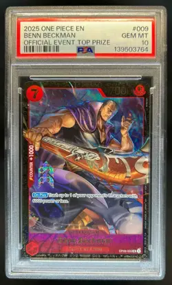 2025 One Piece Benn Beckman Official Event Top Prize SR #OP09-009 PSA 10 - Image 1