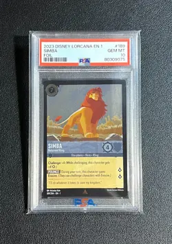 Disney Lorcana First Chapter Simba FOIL #189/204 Gem Mint PSA 10 Lion King - Image 1