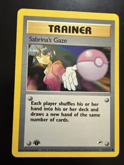 Pokemon TCG Sabrina’s Gaze 1st Edition Trainer Card Gym Heroes 125/132 Common - Image 1