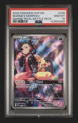PSA 10 Marnie's Morpeko SVP 206 Illustration Battle Deck Promo Pokemon Card TCG - Image 1
