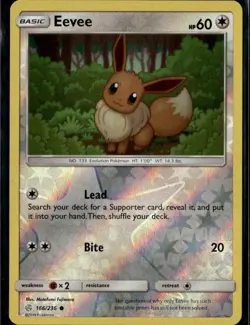 Eevee - Common SM - Cosmic Eclipse 166/236 Colorless Reverse Holo Pokemon Card - Image 1