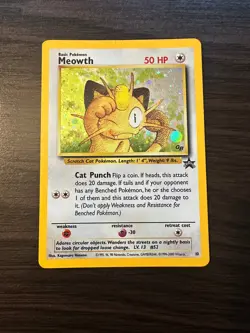Meowth Black Star Promo 10 Holo Vintage Pokemon TCG Card - Image 1
