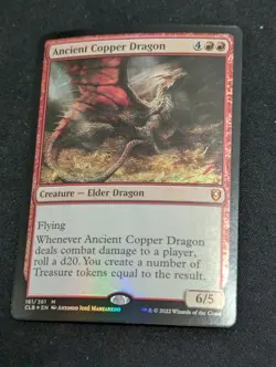 MTG Magic the Gathering Ancient Copper Dragon Foil CLB NM - Image 1