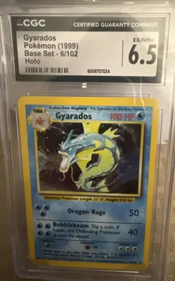 Gyarados Base Set 6/102 Holo 1999 Pokemon- CGC 6.5 - Image 1