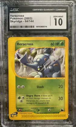 CGC 10 Heracross 64/144 Non Holo Skyridge Pokemon 2003 POP 19 - Image 2
