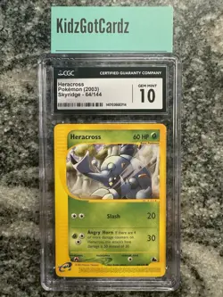 CGC 10 Heracross 64/144 Non Holo Skyridge Pokemon 2003 POP 19 - Image 3