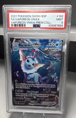 Pokemon TCG 2021 SWSH Promo Vaporeon VMAX SWSH182 Full Art Holo PSA 9 English - Image 1