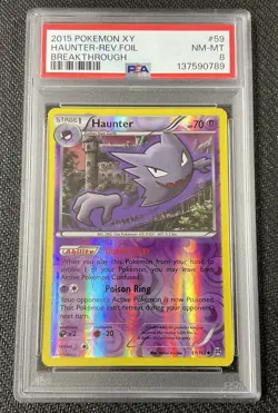 HAUNTER Reverse Holo Foil 59/162 PSA 8 NM-MT 2015 Pokemon XY Breakthrough - Image 1