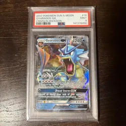 2017 POKEMON SUN & MOON CRIMSON INVASION #18 GYARADOS GX PSA 9 - Image 1