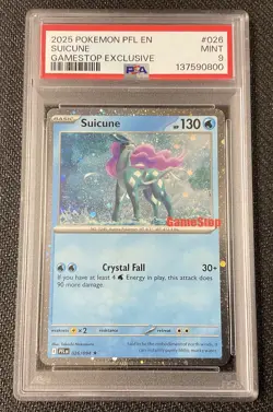 SUICUNE GameStop Exclusive Cosmos Holo 026 PSA 9 MINT 2025 Pokemon Paldean Fates - Image 1