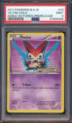 2011 POKEMON BLACK & WHITE VICTINI #43 NOBLE VICTORIES PRERELEASE PSA 9! - Image 1