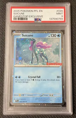 SUICUNE GameStop Exclusive Cosmos Holo 026 PSA 9 MINT 2025 Pokemon Paldean Fates - Image 1