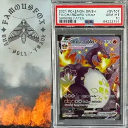 2021 POKEMON SWORD & SHIELD SHINING FATES #SV107 FULL ART/CHARIZARD VMAX PSA 10 - Image 1