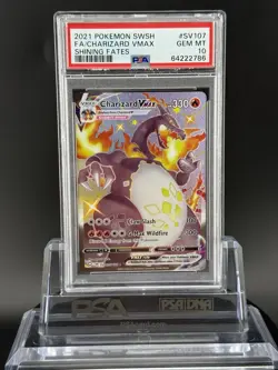 2021 POKEMON SWORD & SHIELD SHINING FATES #SV107 FULL ART/CHARIZARD VMAX PSA 10 - Image 2