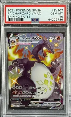 2021 POKEMON SWORD & SHIELD SHINING FATES #SV107 FULL ART/CHARIZARD VMAX PSA 10 - Image 3