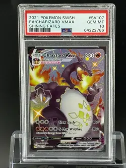 2021 POKEMON SWORD & SHIELD SHINING FATES #SV107 FULL ART/CHARIZARD VMAX PSA 10 - Image 4