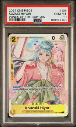 2024 ONE PIECE OP06-WINGS OF THE CAPTAIN #106 KOZUKI HIYORI PSA 10 - Image 1