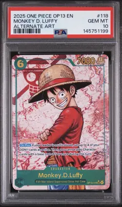 2025 One Piece Monkey D Luffy OP13-118 Carrying On His Will Alt Art SEC PSA 10 - Image 1