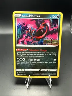 Pokemon Galarian Moltres SWSH125 Prerelease Holo Promo Card Evolving Skies - Image 1