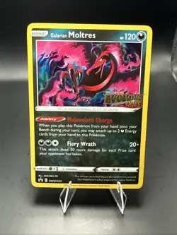 Pokemon Galarian Moltres SWSH125 Prerelease Holo Promo Card Evolving Skies - Image 2