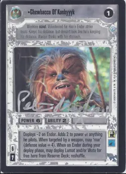 Star Wars CCG - Peter Mayhew † (Chewbacca) - autograph / signed card 1999 Endor - Image 1