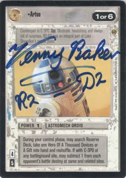 Star Wars CCG - Kenny Baker † (Artoo/R2-D2) - signed card, auto - Image 1