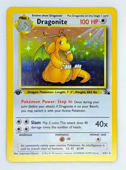 Dragonite 4/62 Rare Fossil Holo 1st Edition Pokemon NICE CARD! - Image 1