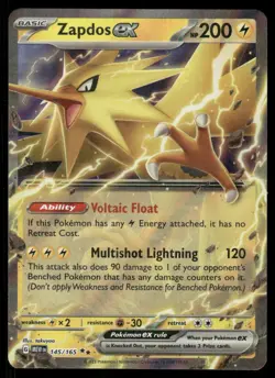 Pokemon Cards Zapdos ex 145/165 151 Double Rare NM *2 - Image 1