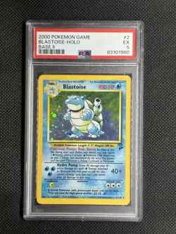 2000 pokemon - Blastoise 002/130 Base Set 2 Holo - PSA 5 - Image 1