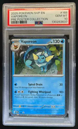 2025 Pokemon Prismatic Evolutions Vaporeon Promos #168 PSA 10 - Image 1