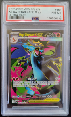 2025 Pokemon MEGA CHARIZARD EX Inferno X Holo #109 PFL EN UltraRare-PSA 8 NM/MT! - Image 1