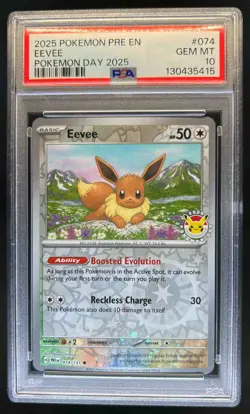 2025 Pokemon Eevee Pokemon Day 2025 #074/131 PSA 10 - Image 1
