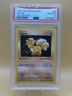 1999 Pokemon Shadowless 1st Edition Base Set Vulpix #68 PSA Gem Mint 10 - Image 1